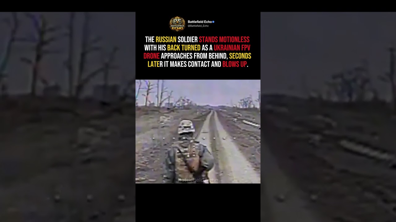 Russian Soldier Stands Frozen as Ukrainian FPV Drone Approaches #shorts