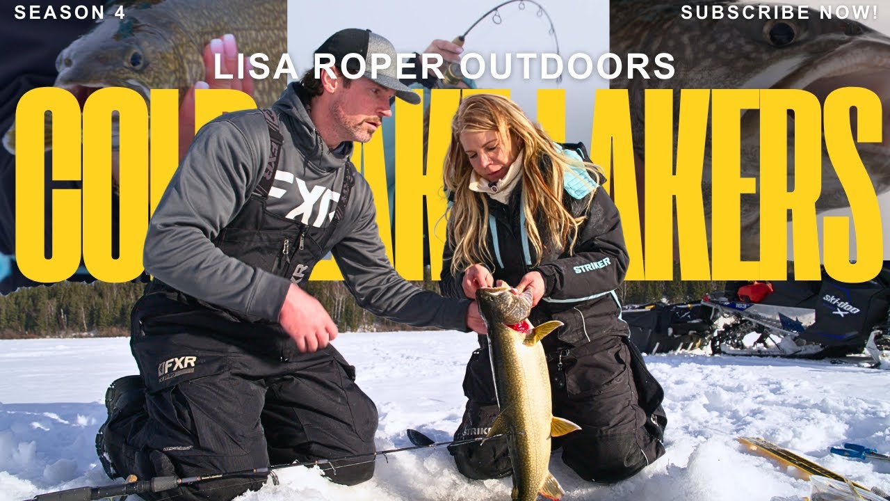 Ice Fishing Cold Lake: Big Lakers, Snowmobiles, and Hockey! #fishing #fishingvideo #icefishing