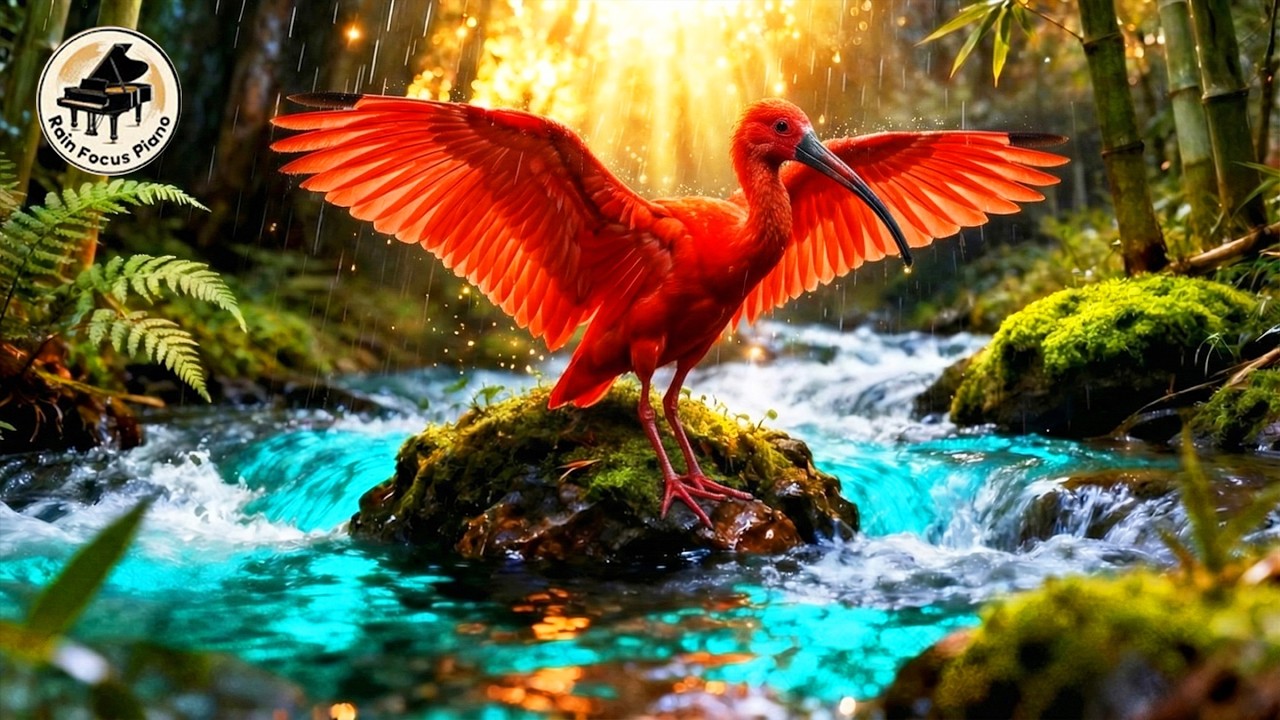 100% Deep Focus ✨ Glowing Wings & River ASMR in Magical Forest • Relaxing Piano for Study & Work