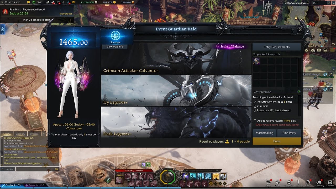 Lost Ark - Event Guardian Raid - Calventus|Icy Legoros|Dark Legoros- Taijutsu Scrapper 1465