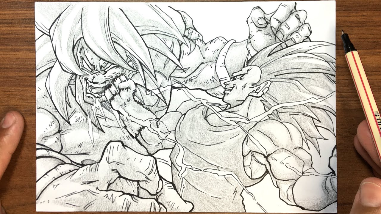 Cómo dibujar El Vegeta Ego Superior contra Broly Saiyajin Legendario