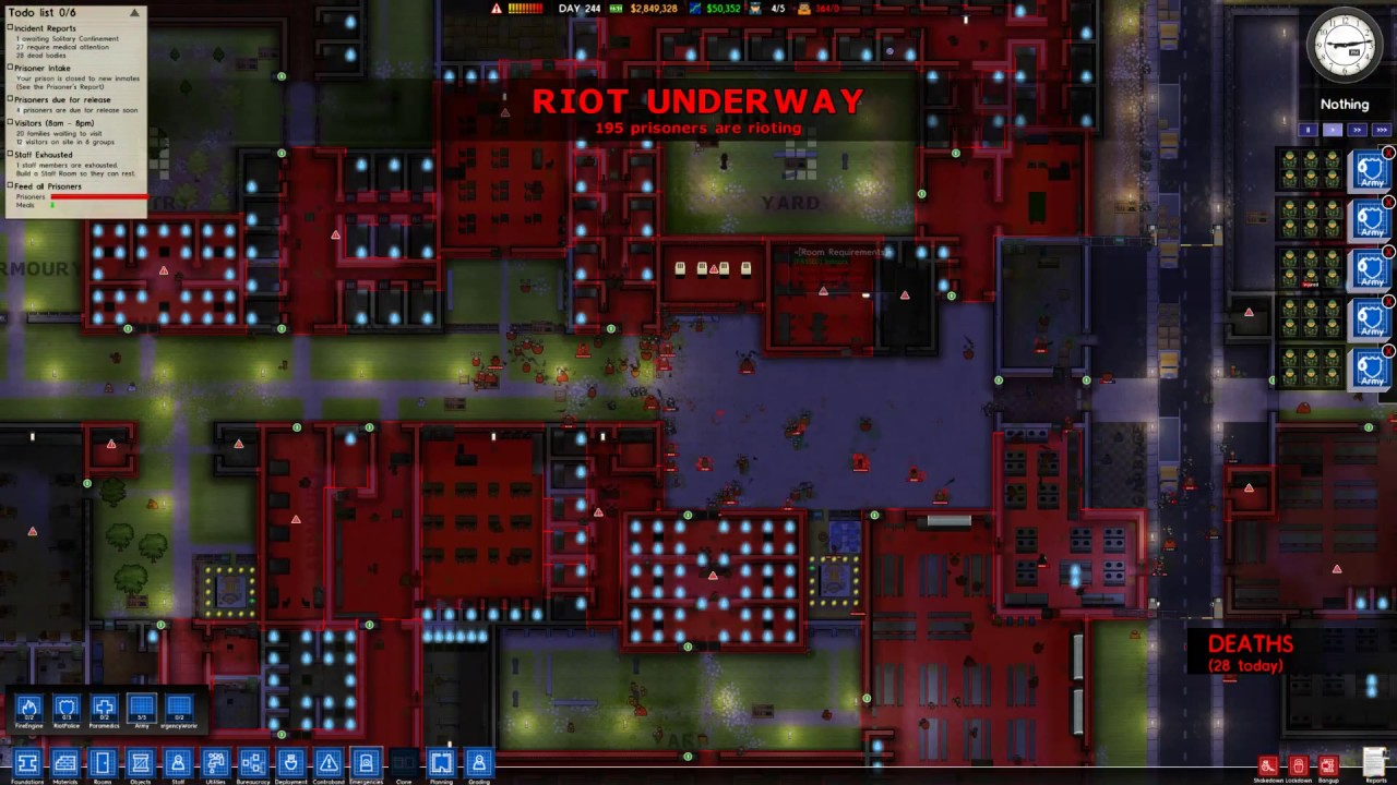 Prison Architect 30 soldiers vs 300+ rioters. (1/2)
