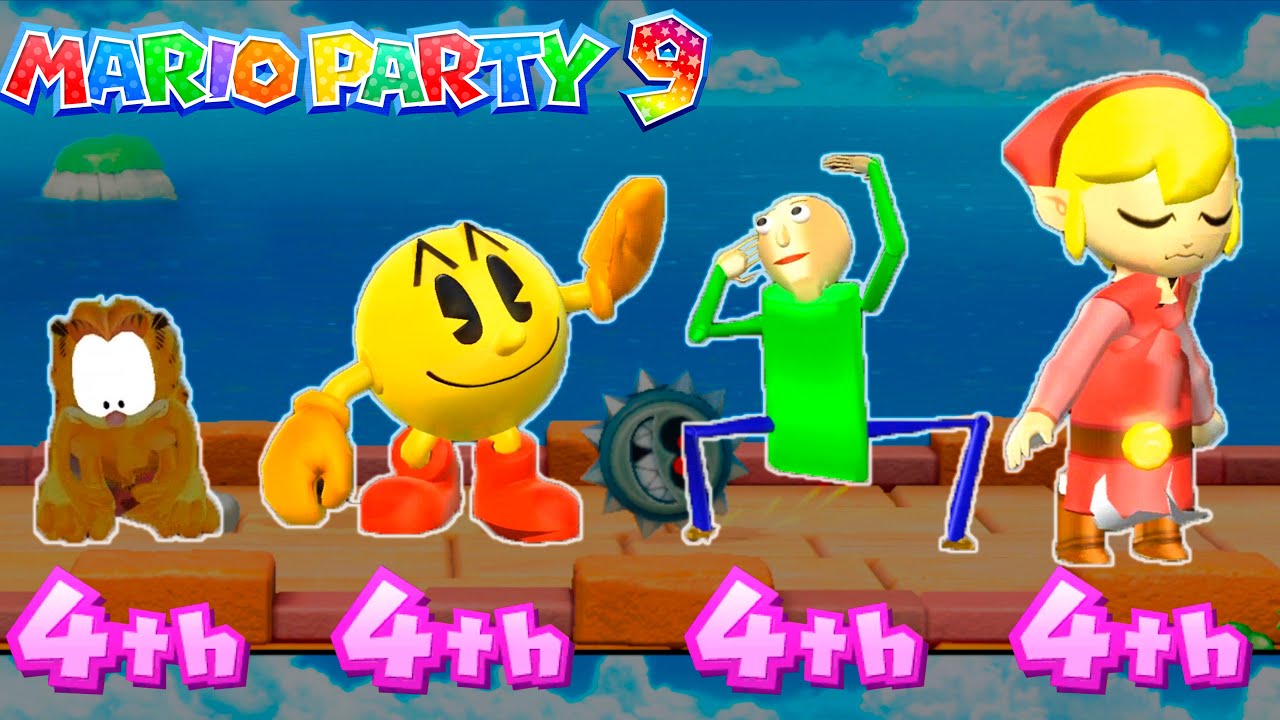 Mario Party 9 Step It Up - Pac man vs Garfield vs Toon Link vs Kermit (Master Difficulty) #MarioGame