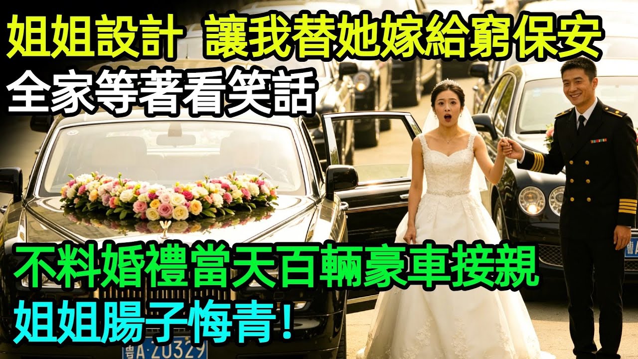 姐姐設計讓我替她嫁給窮保安，全家等著看笑話，不料婚禮當天百輛豪車接親，姐姐腸子悔青！#奇聞#故事#完結文