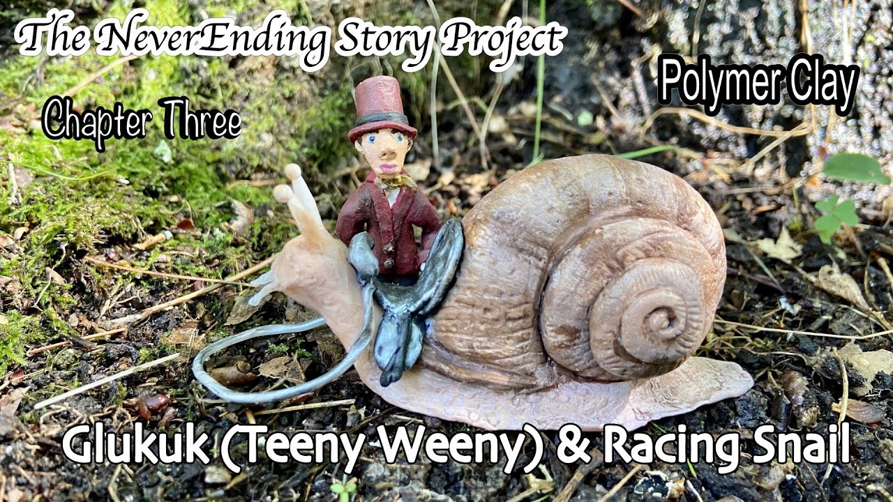 Glukuk and his Racing Snail  made with Polymer Clay.  The NeverEnding Story Project. Chapter three