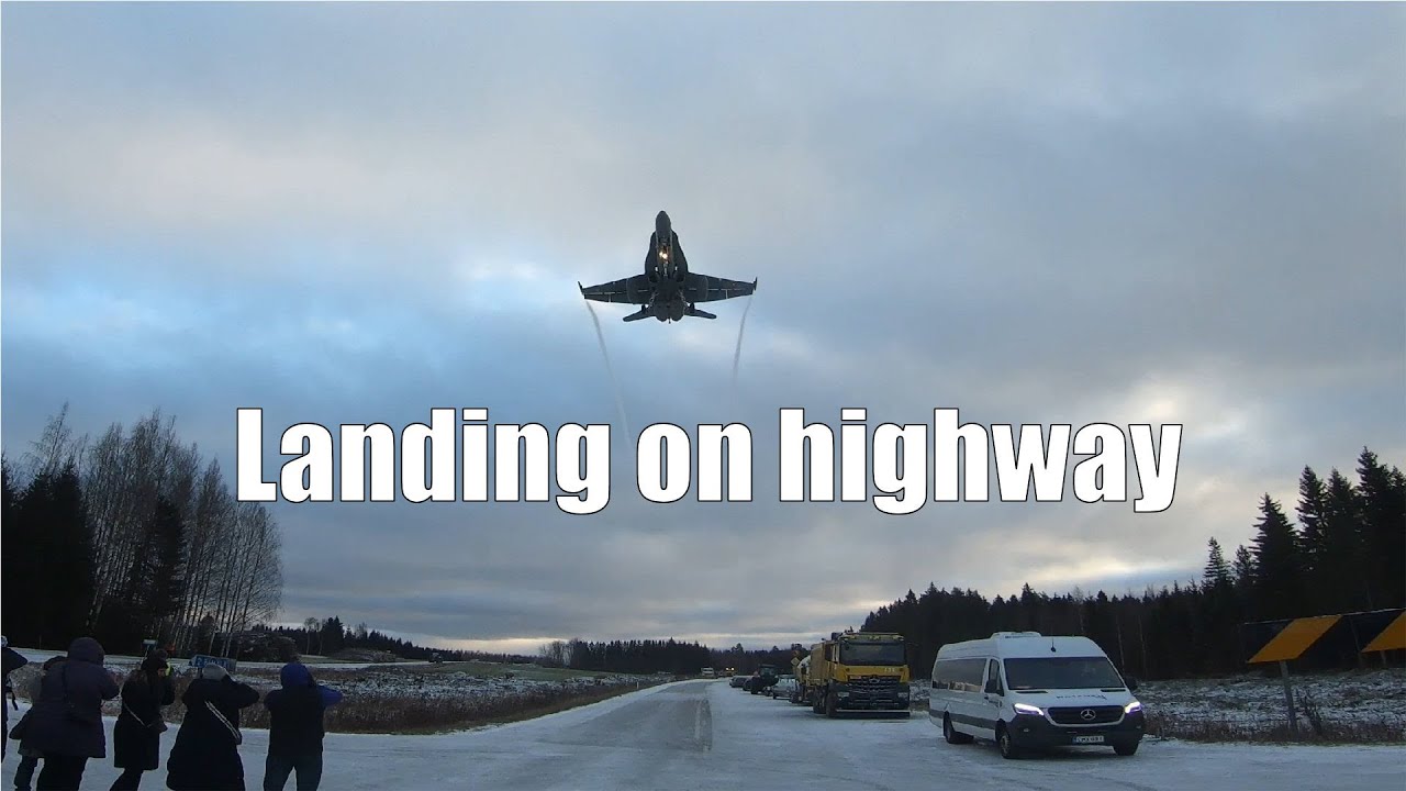 Wide POV Views Of F/A-18 Hornet Fighters Road Base Approach & Touch'n'Go - Finnish Air Force