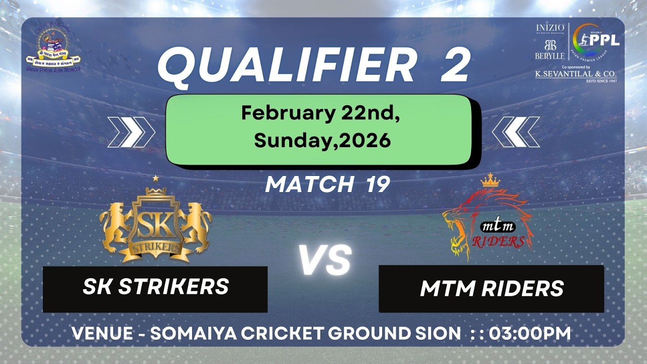 SK STRIKERS vs MTM RIDERS | PATAN PREMIER LEAGUE 2026 | MATCH 38 | DAY 16 | QUALIFIER 2