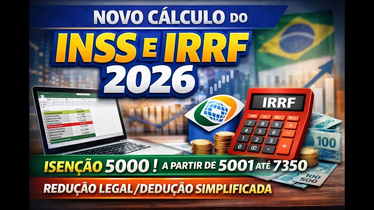Novo Calculo do INSS e IRRF 2026 isenção 5.000,00 reais