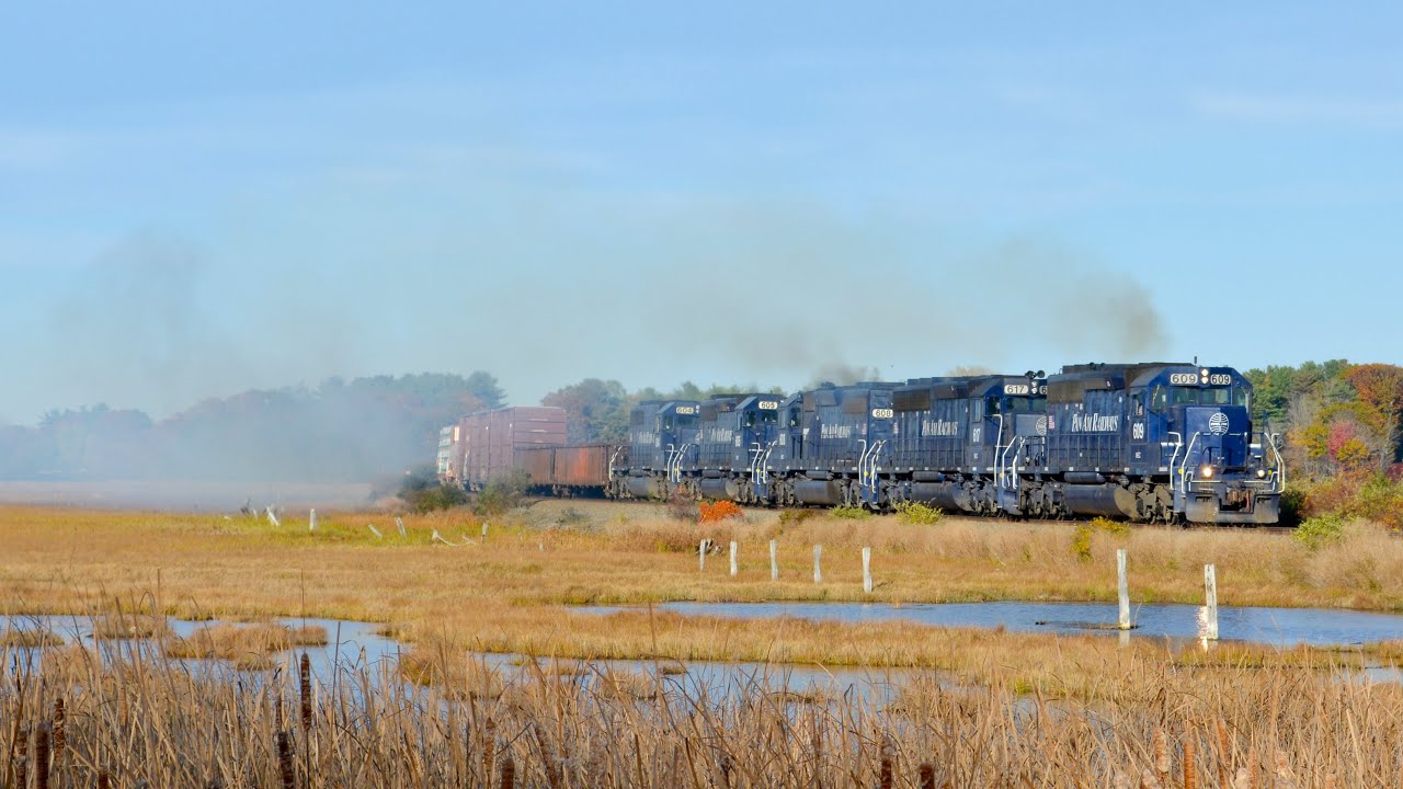 Pan Am & Amtrak Downeaster Trains At The Scarborough Marsh