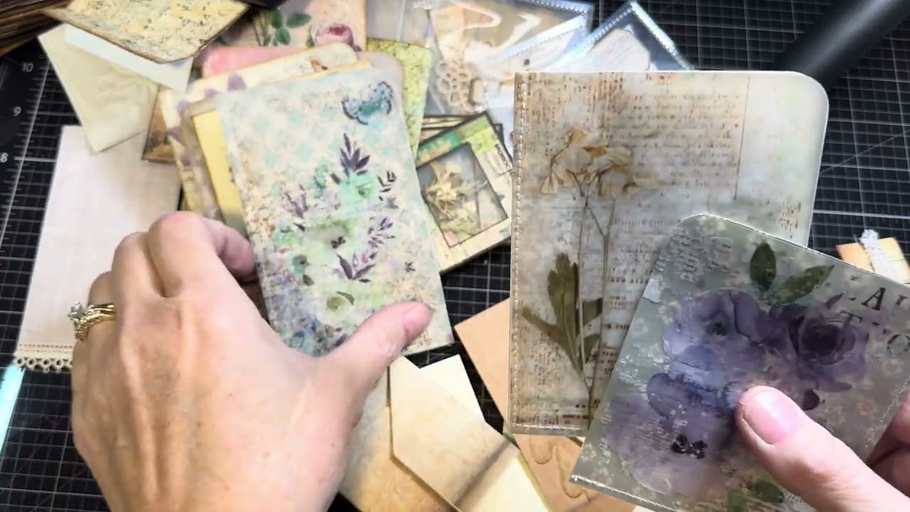 A little of everything junk journal ephemera, all made with scraps