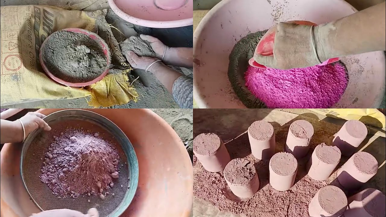 Fluffy Pink Cement Tutorial😃How To Prepare Colored Cement At Home🤤Result At End@Imranmalik-pv9ks