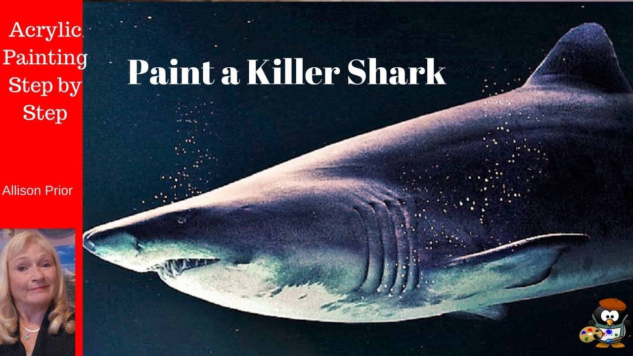 How to Paint a killer SHARK with acrylic paint for the beginner, step by step