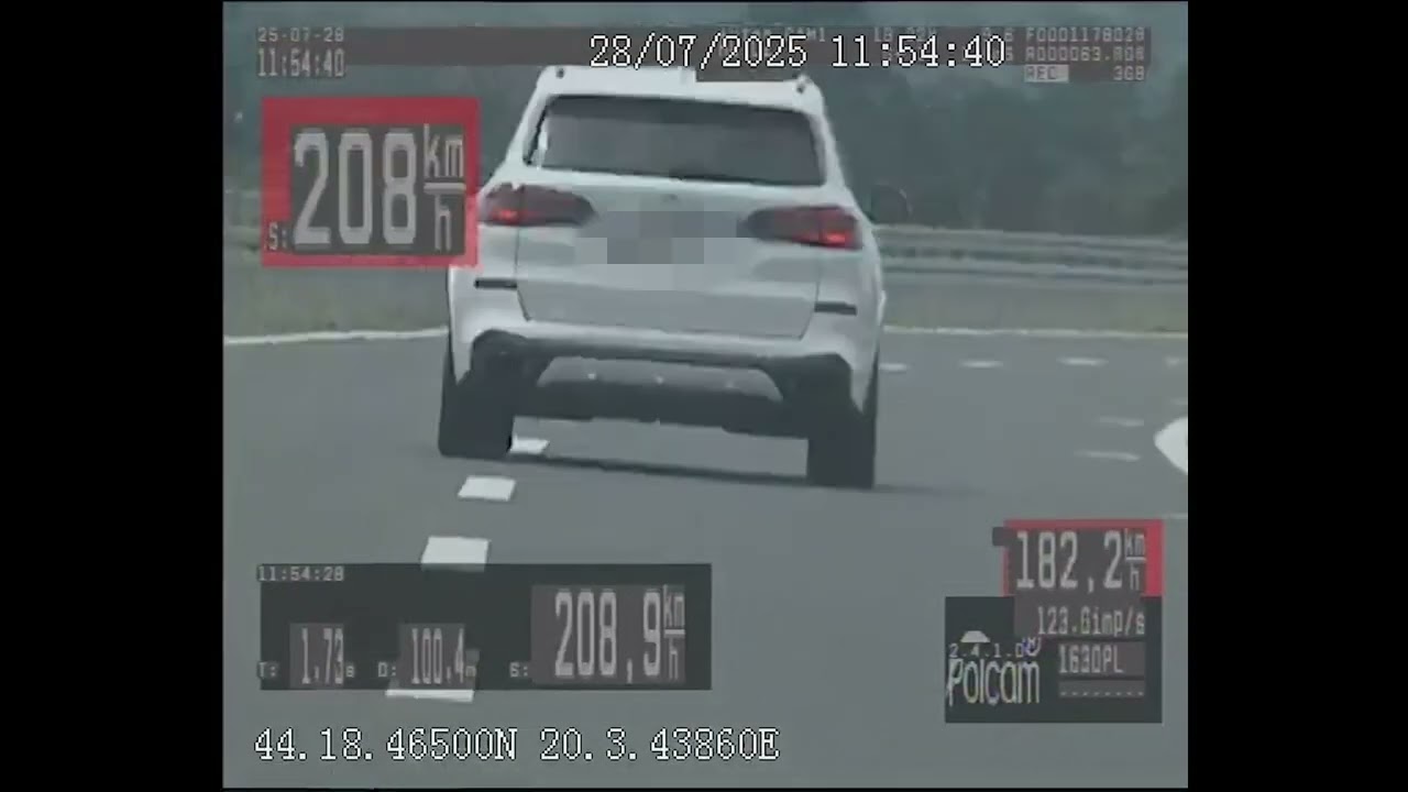 Presretač delovao na puti kod Valjeva, BMW i&scaron;ao 208,9 km/h
