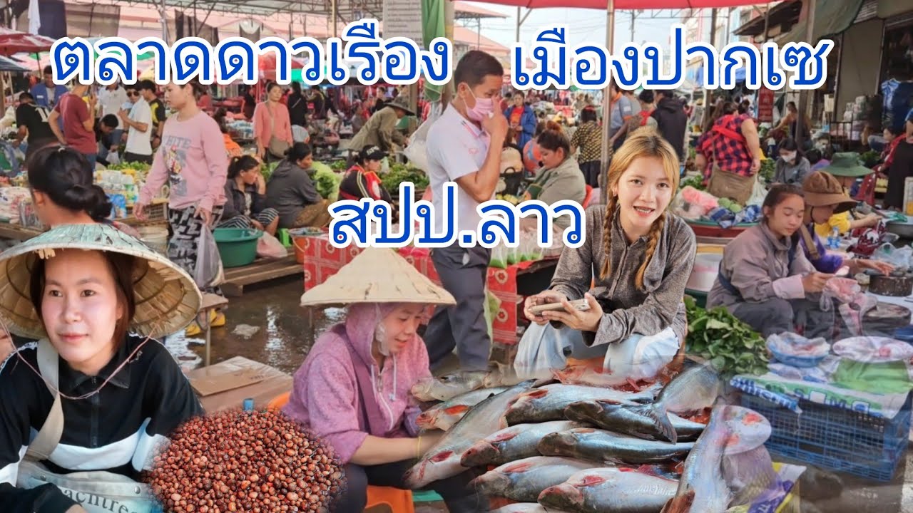 #ตลาดนัด ยามเย็น ที่ใหญ่ที่สุดในปากเซ ตลาดดาวเรือง #สาวลาว #ลาวใต้ #เที่ยวลาว #เที่ยวลาวใต้