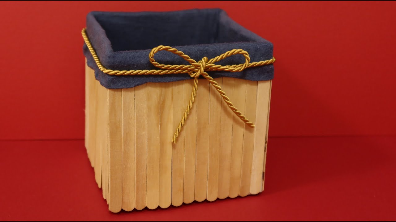 Craft basket with ice cream sticks - create deco box - Easy DIY tutorial