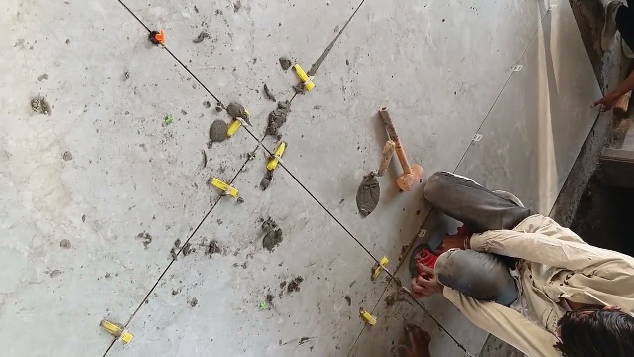 Tiles installation || flooring process adhesive tiles installation 