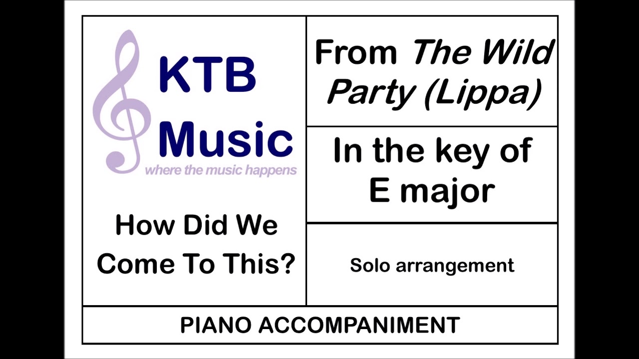 How Did We Come To This (Wild Party)(Lippa)[Piano Accompaniment]