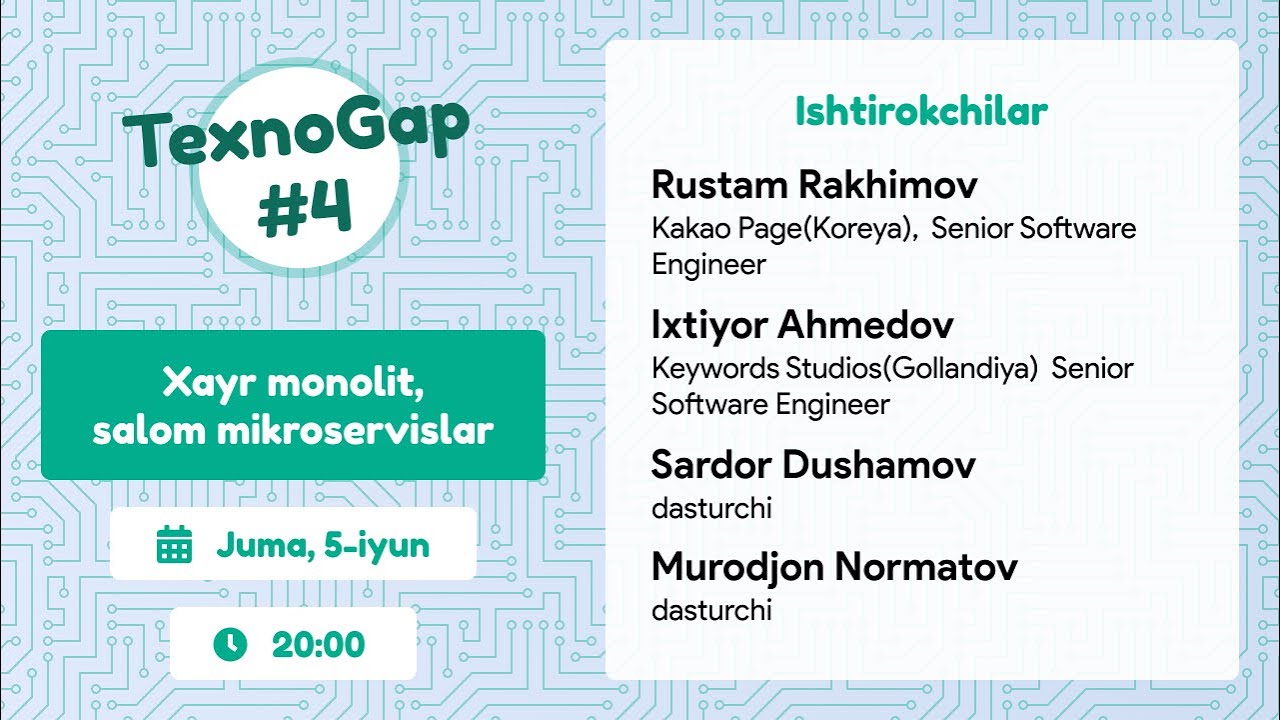 TexnoGap #4. Xayr monolit, Salom mikroservislar