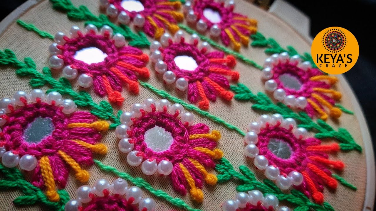Tutorial no-640 |2020| All over mirror flower hand embroidery tutorial | keya's craze