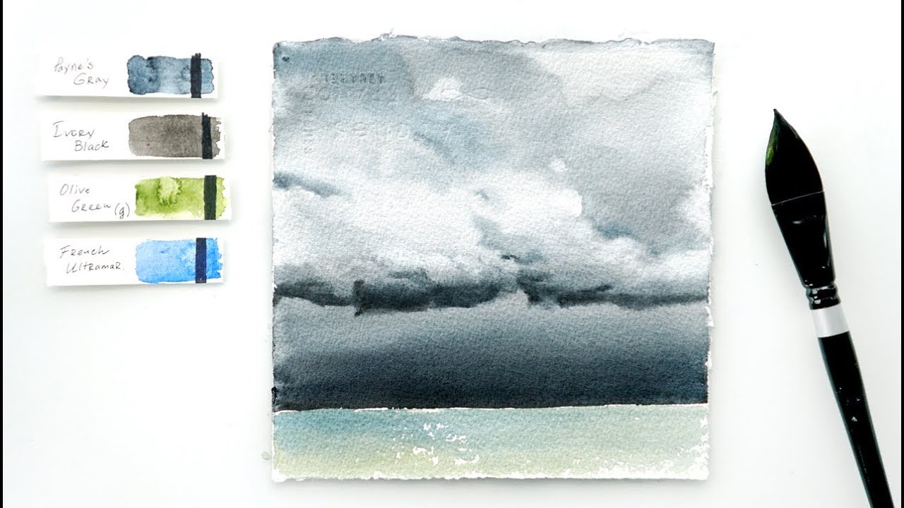Stormy Sky 2. Watercolor tutorial