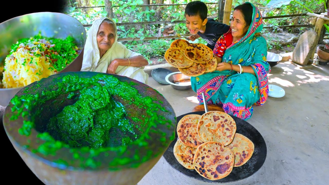 Winter Morning breakfast | শীতের শুরুতেই বাগানের টাটকা ধনেপাতা চাটনি দিয়ে মায়ের হাতে আলু পরোটা