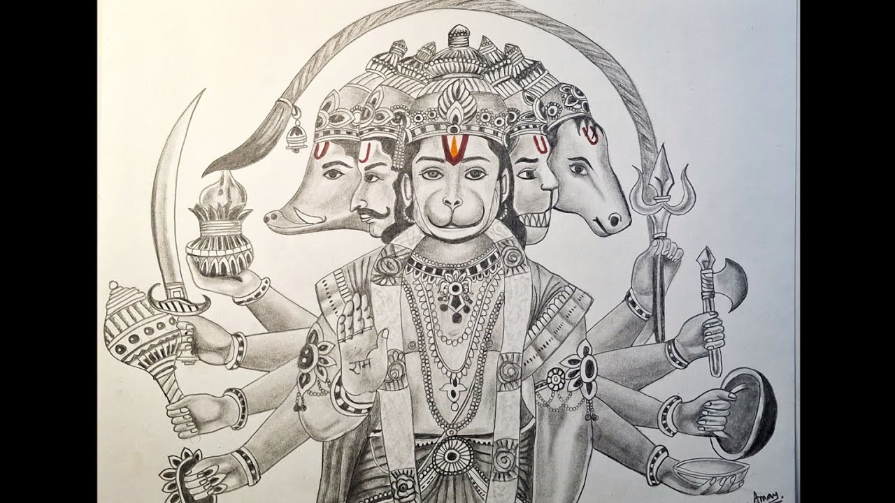 'PART 2' Hanuman ji drawing full tutorial 🙏 💖 