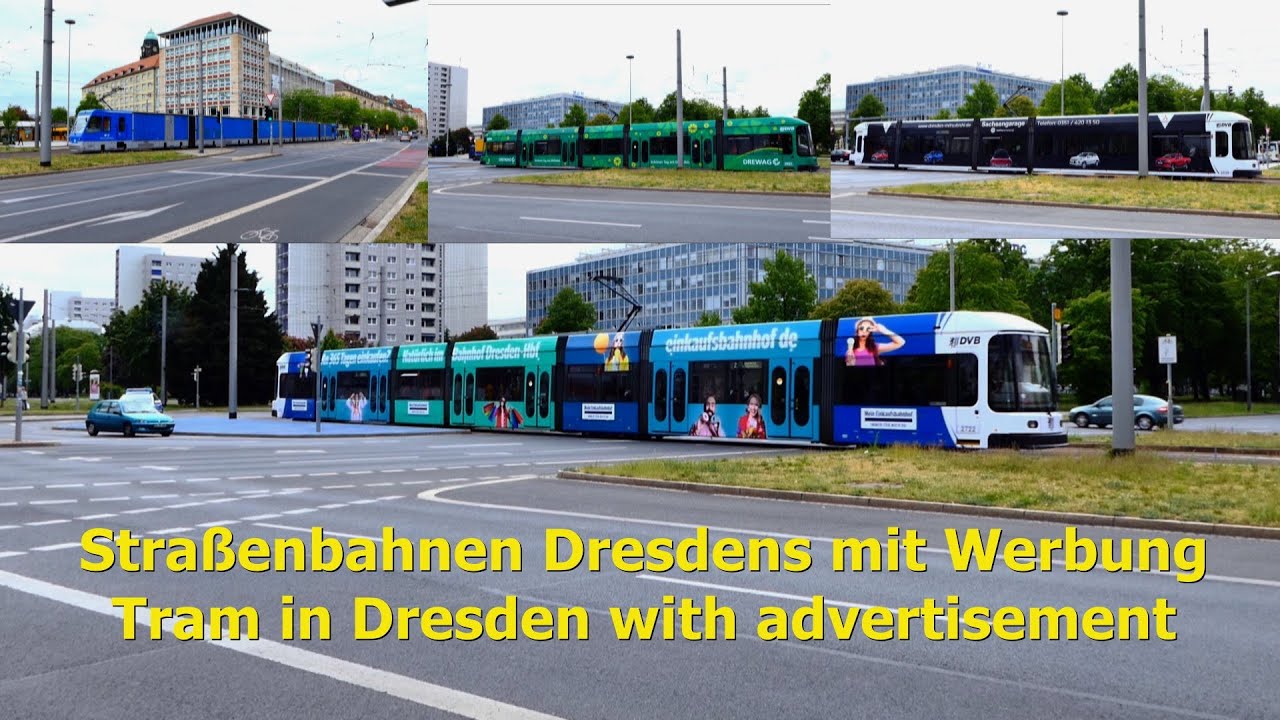 Mit Werbung beklebte Straßenbahnen in Dresden 2020 - Trams covered with advertising in Dresden 2020