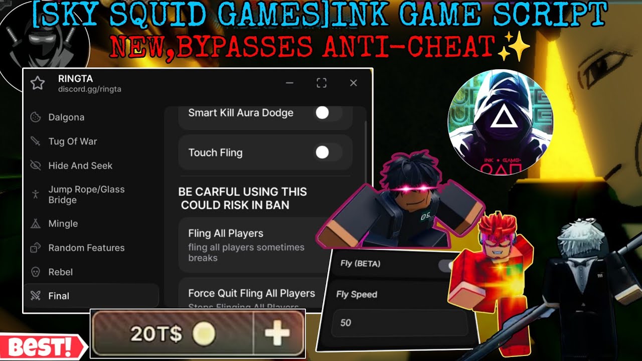 [Sky Squid Games] Последний скрипт Ringta для Ink Game обходит античит, летает, убивает всех и за...