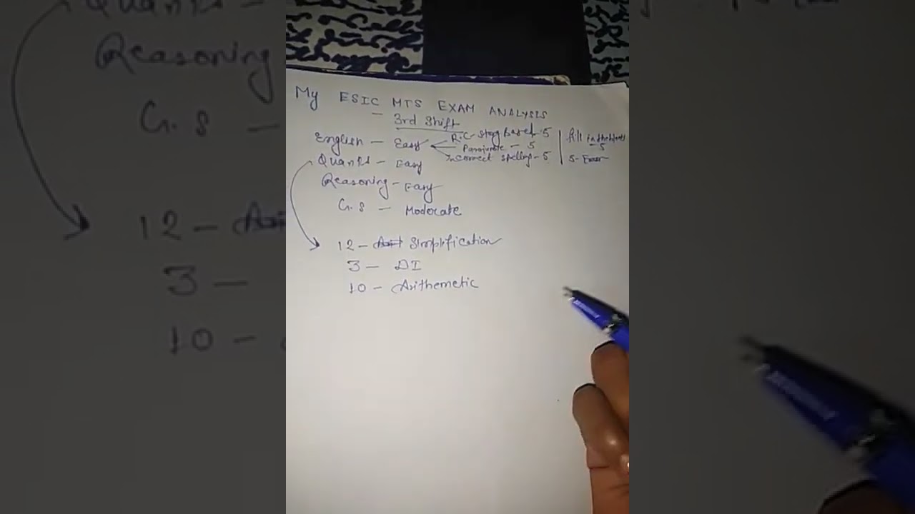 MY ESIC MTS EXAM ANALYSIS!! 3RD SHIFT