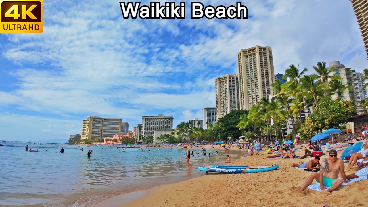 [4K] Waikiki Beach Walk – Honolulu, Hawaii | Relaxing Walking Tour 🌴🌊