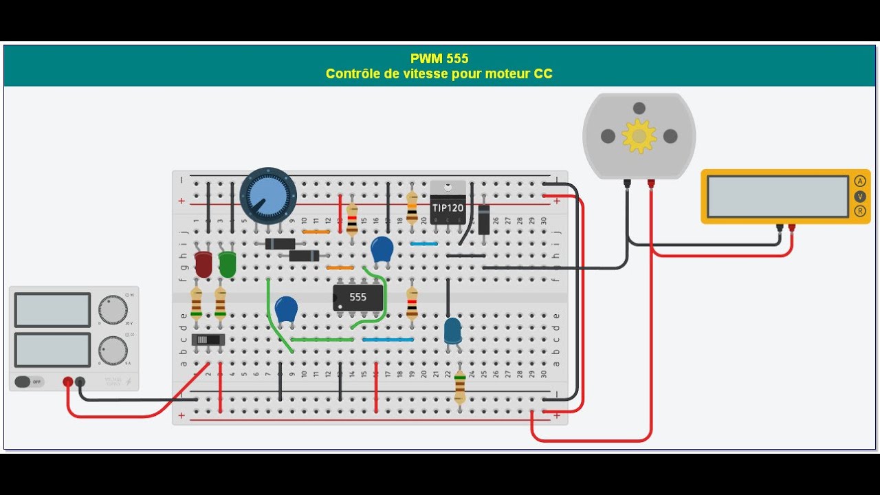 Comment réaliser un circuit  pour contrôler la vitesse d'un moteur à courant continu, et bien plus !