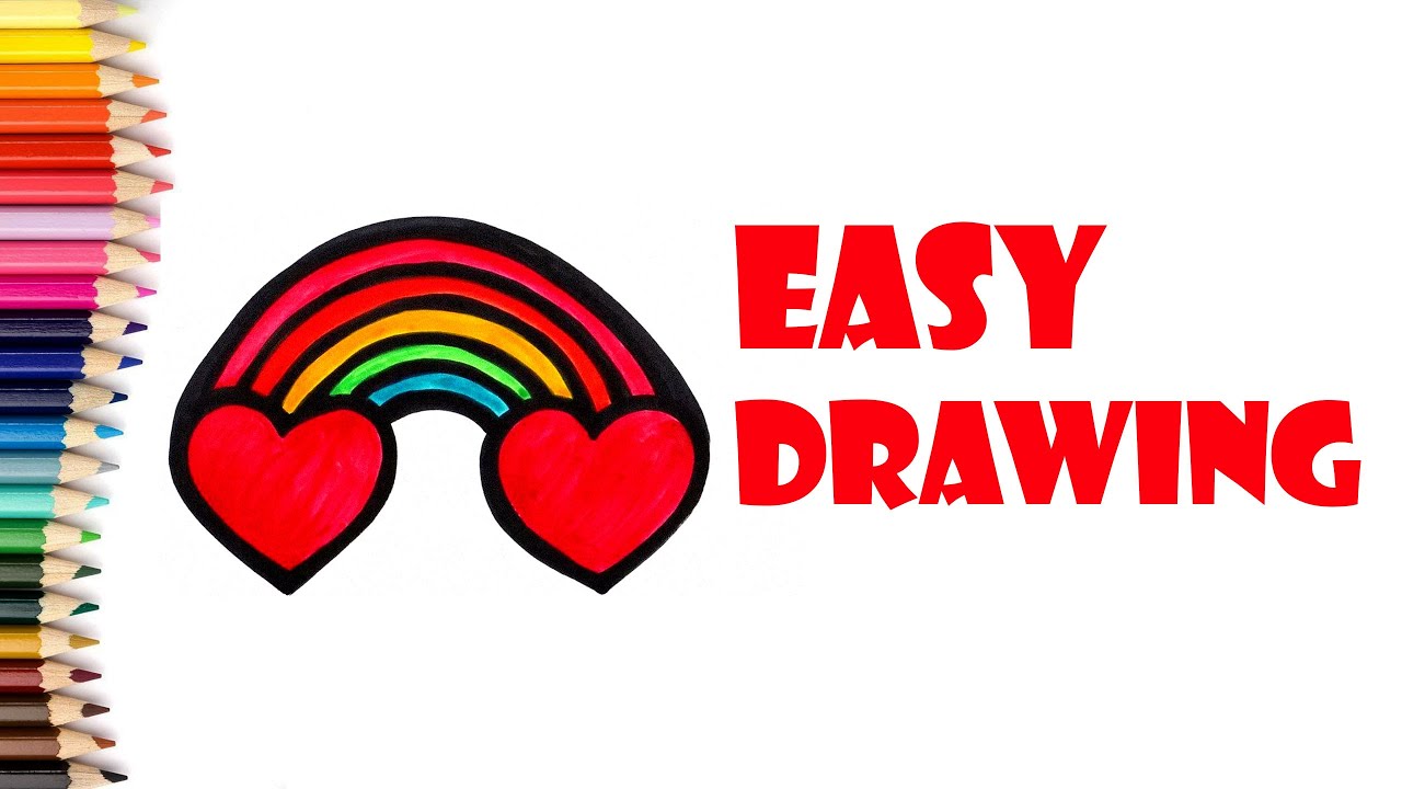 Two Red Hearts Around a Rainbow – Fun Kids Coloring Video