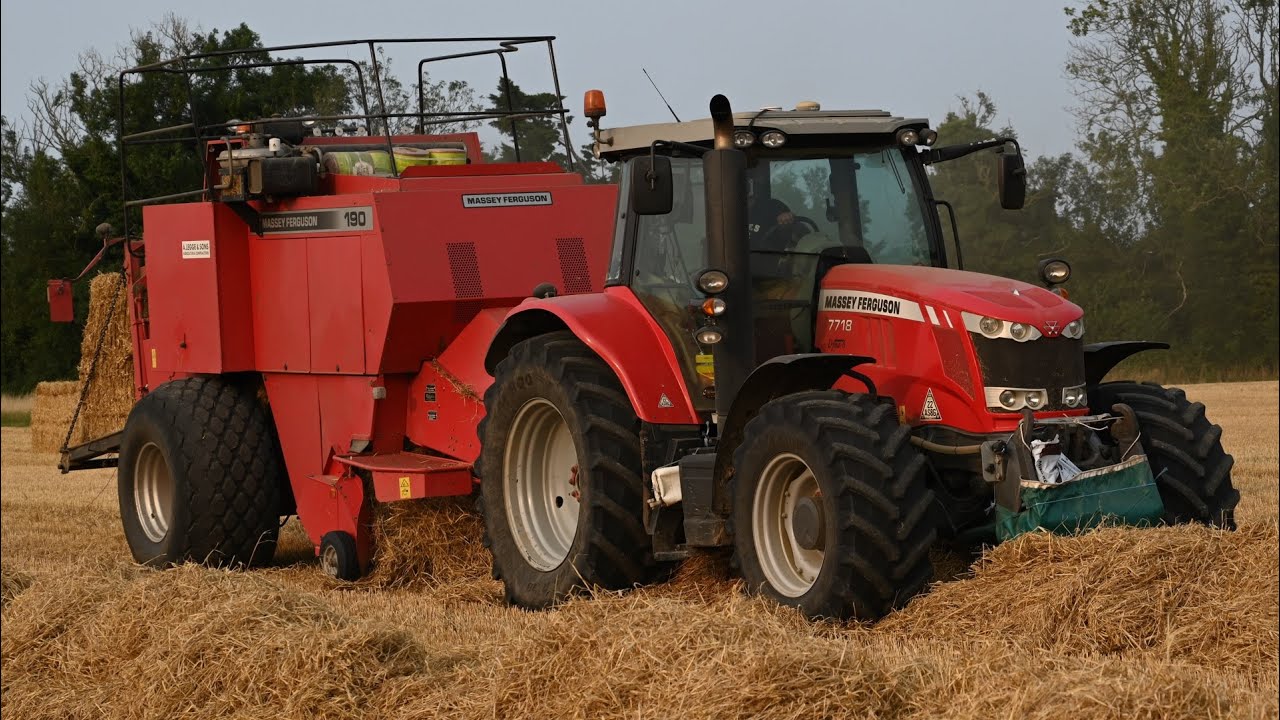 Harvest 2024 - Baling Straw with Massey Ferguson 7718S & MF 190 baler