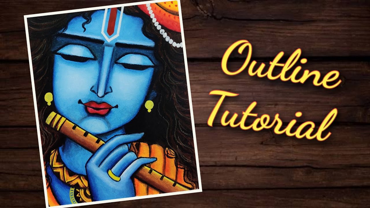 Krishna Drawing Easy Step by Step | Krishna Drawing Oil Pastel Colour #janmashtamidrawing