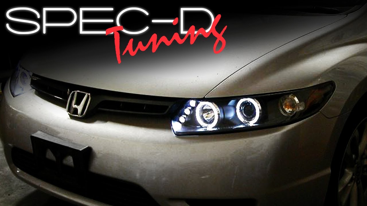 ВИДЕО ПО УСТАНОВКЕ SPECDTUNING: 2-ДВЕРНЫЕ ПРОЕКТОРНЫЕ ФАРЫ HONDA CIVIC 2006-2011