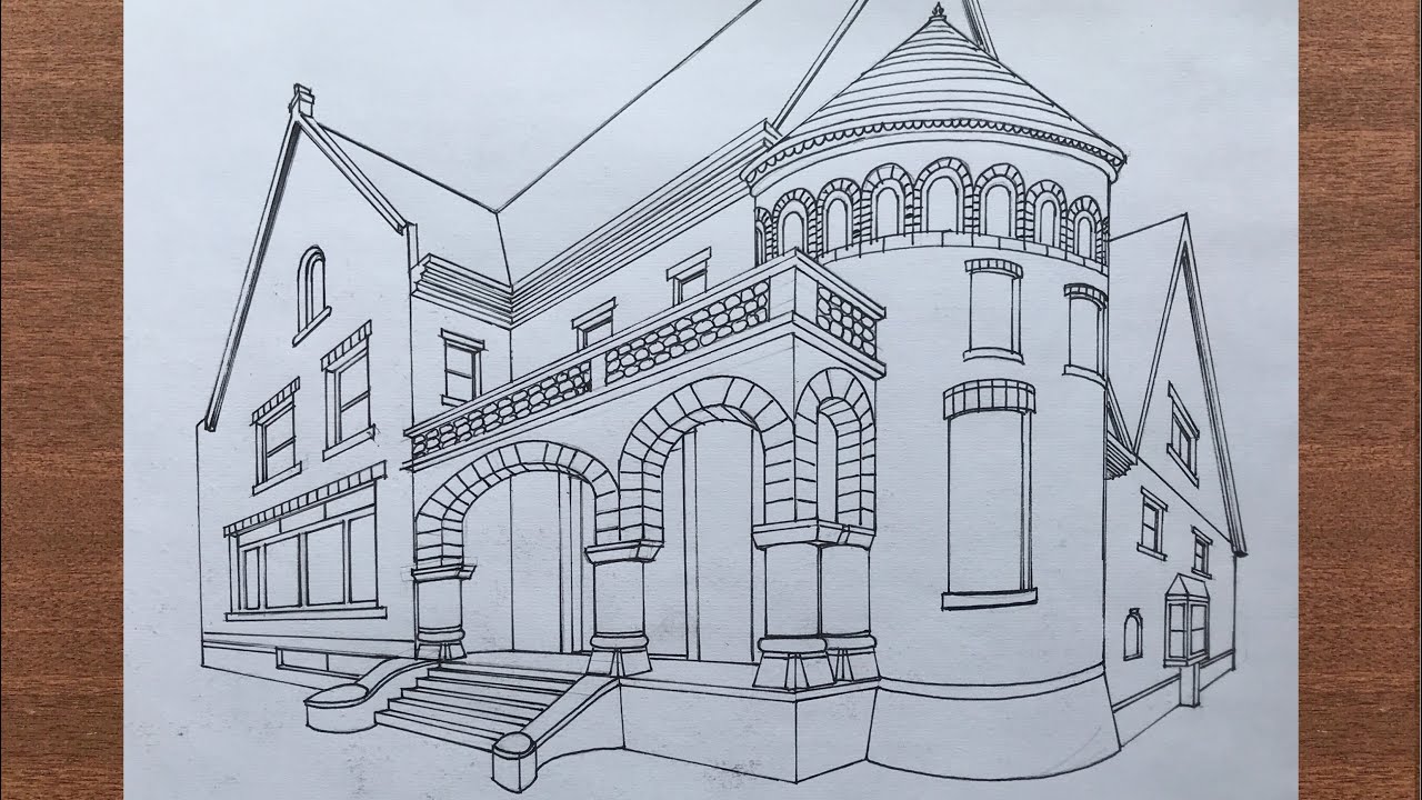 How to Draw a Roman House in 2-Point Perspective