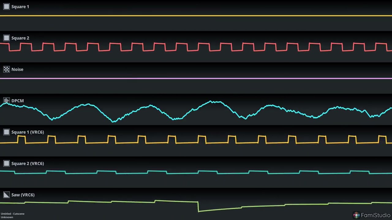 [FamiStudio] Nice OST - Cutscene - Oscilloscope View (2A03 + VRC6)