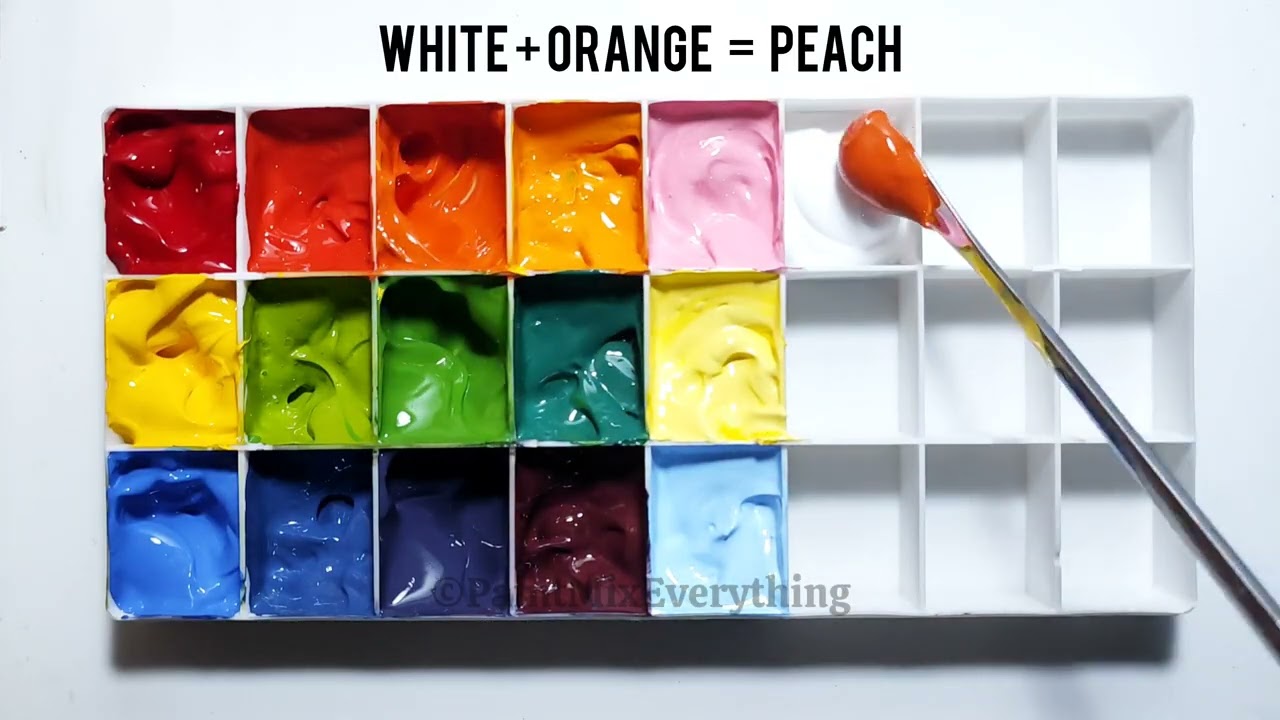 How to Create 21 New Colors Using Red, Yellow, Blue & White Acrylic Paint | Satisfying Color Mixing