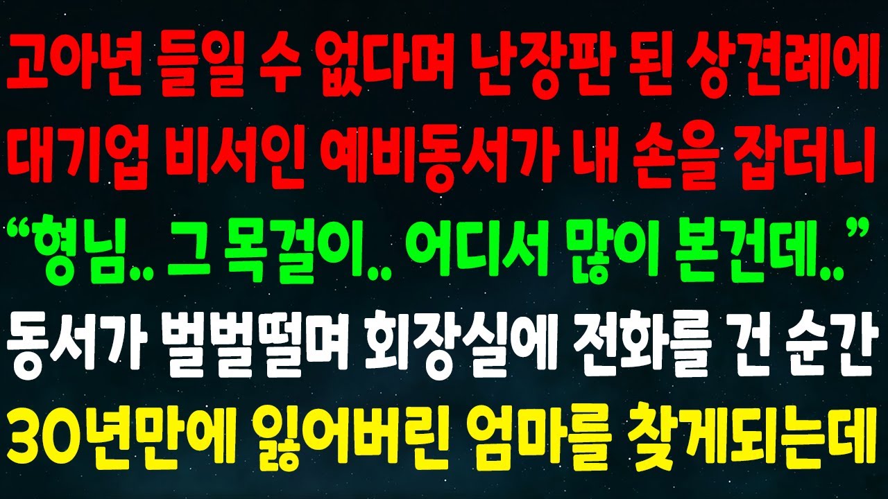 (실화사연) 고아년 들일수 없다던 상견례에 회장 비서인 예비동서가 