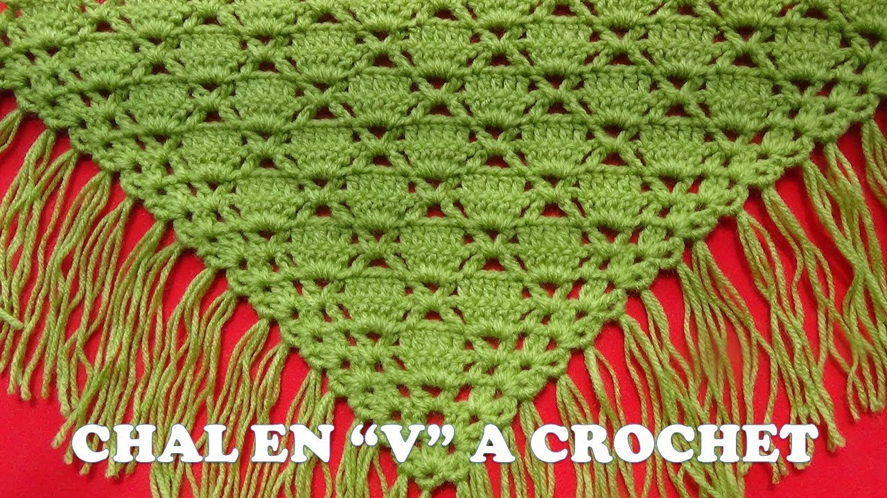 Punto para Chal  a crochet en V o en punta FÁCIL Y RÁPIDO DE TEJER en punto cuadrados rellenos