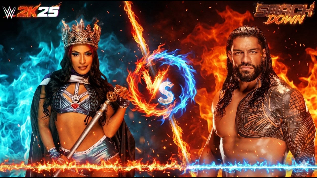 WWE 2K25 LIVE : ROMAN REIGNS VS BECKY BLACK SMACK DOWN FIGHT  P-72