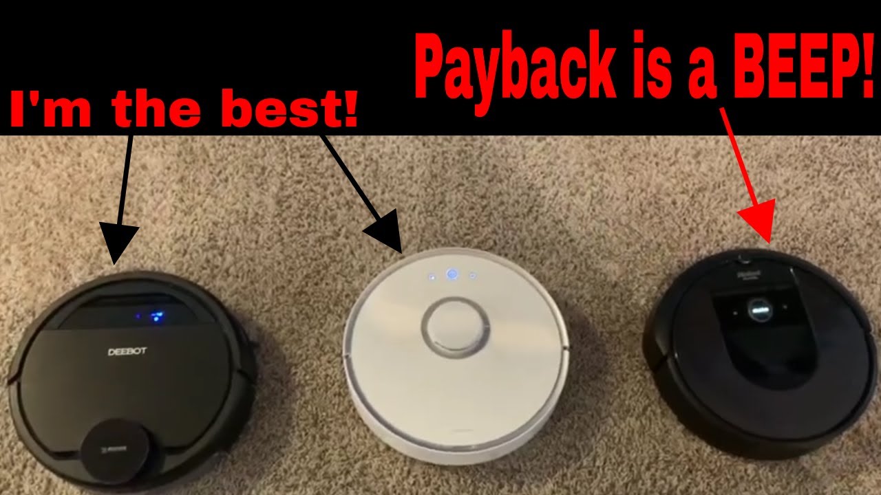 3 Way Robot Vacuum Race Home - Deebot Ozmo 930 VS iRobot Roomba i7 VS Roborock S5 - INTENSE FINISH