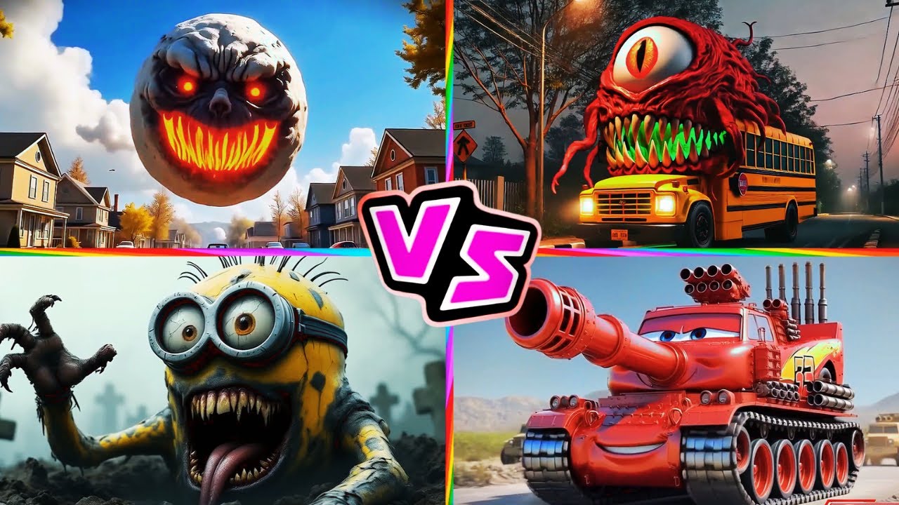 Lunar Moon 🆚 School Bus Monster 🆚 Minion Zombie 🆚 McQueen Tank 🎶 Tiles Hop EDM Rush