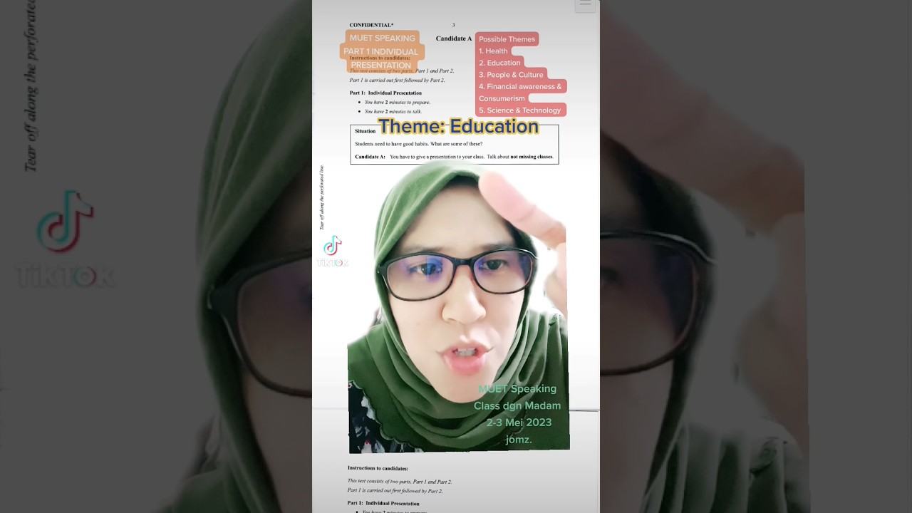 MUET SPEAKING PART 1 INDIVIDUAL PRESENTATION BASICS