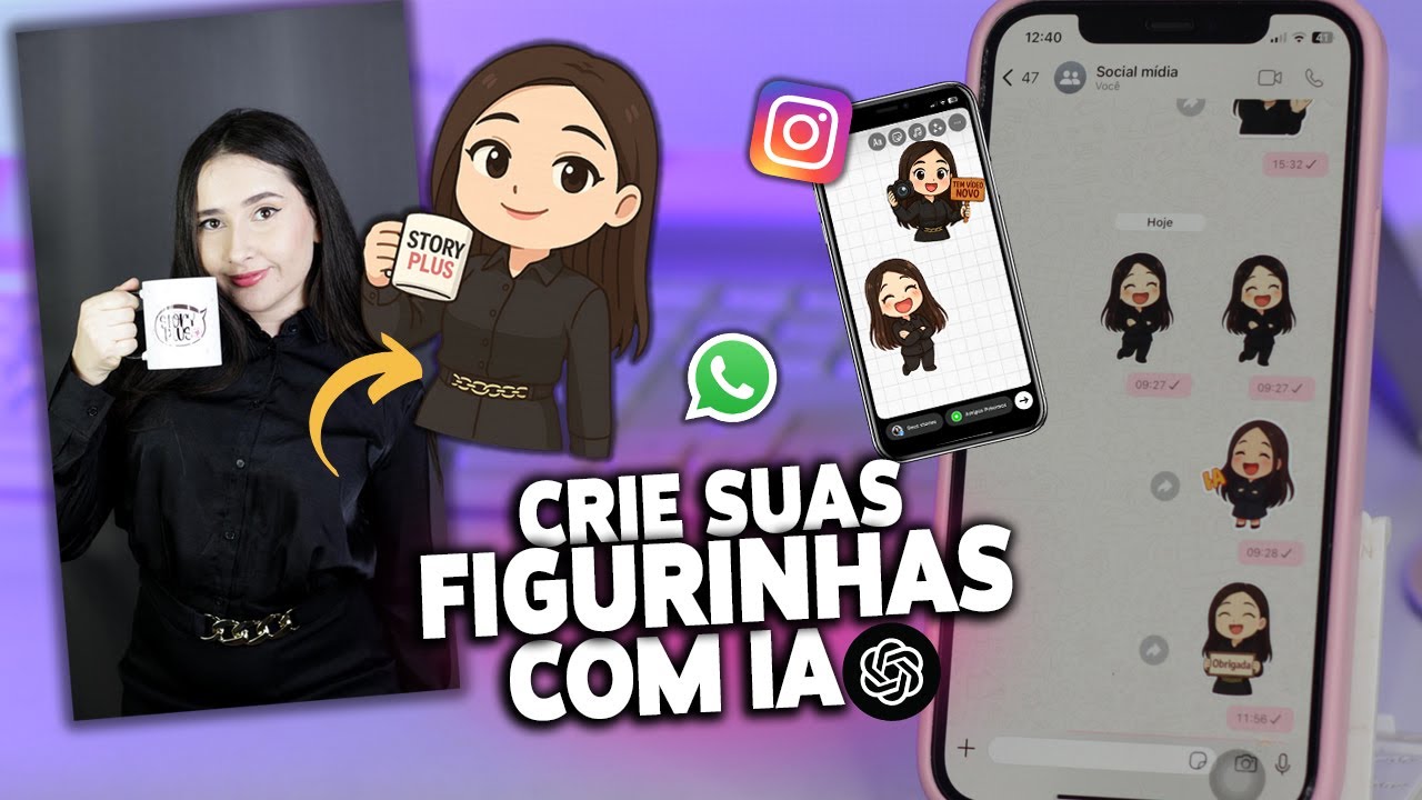 Crie suas figurinhas para WHATSAPP e INSTAGRAM com IA.  GRÁTIS!