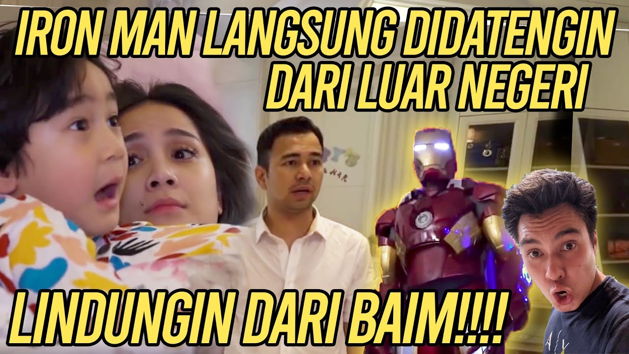 IRON MAN JAGAIN RAFATHAR DARI OM BAIM. AA: BUKA KOSTUMNYA GAK!!JANGAN GANGGUIN AA OM!!!