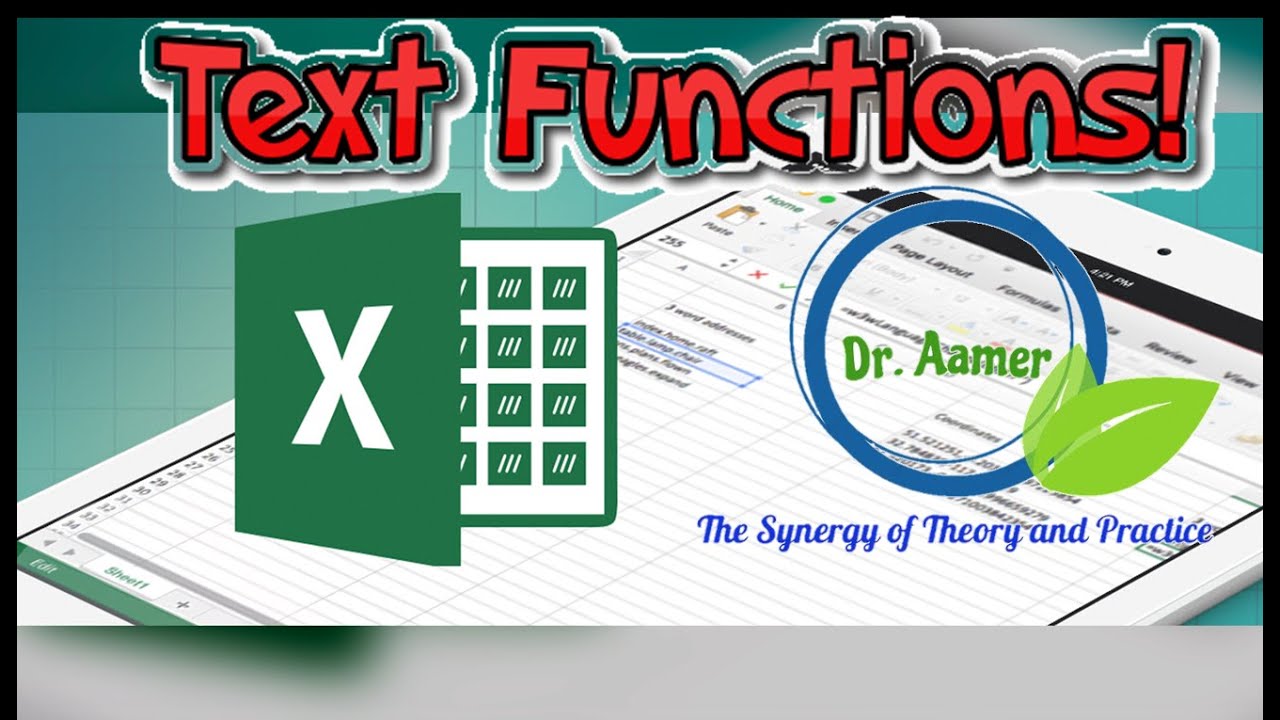 5- How to make Text Functions in Excel كيفيه عمل دوال للكلمات والحروف في الأكسيل
