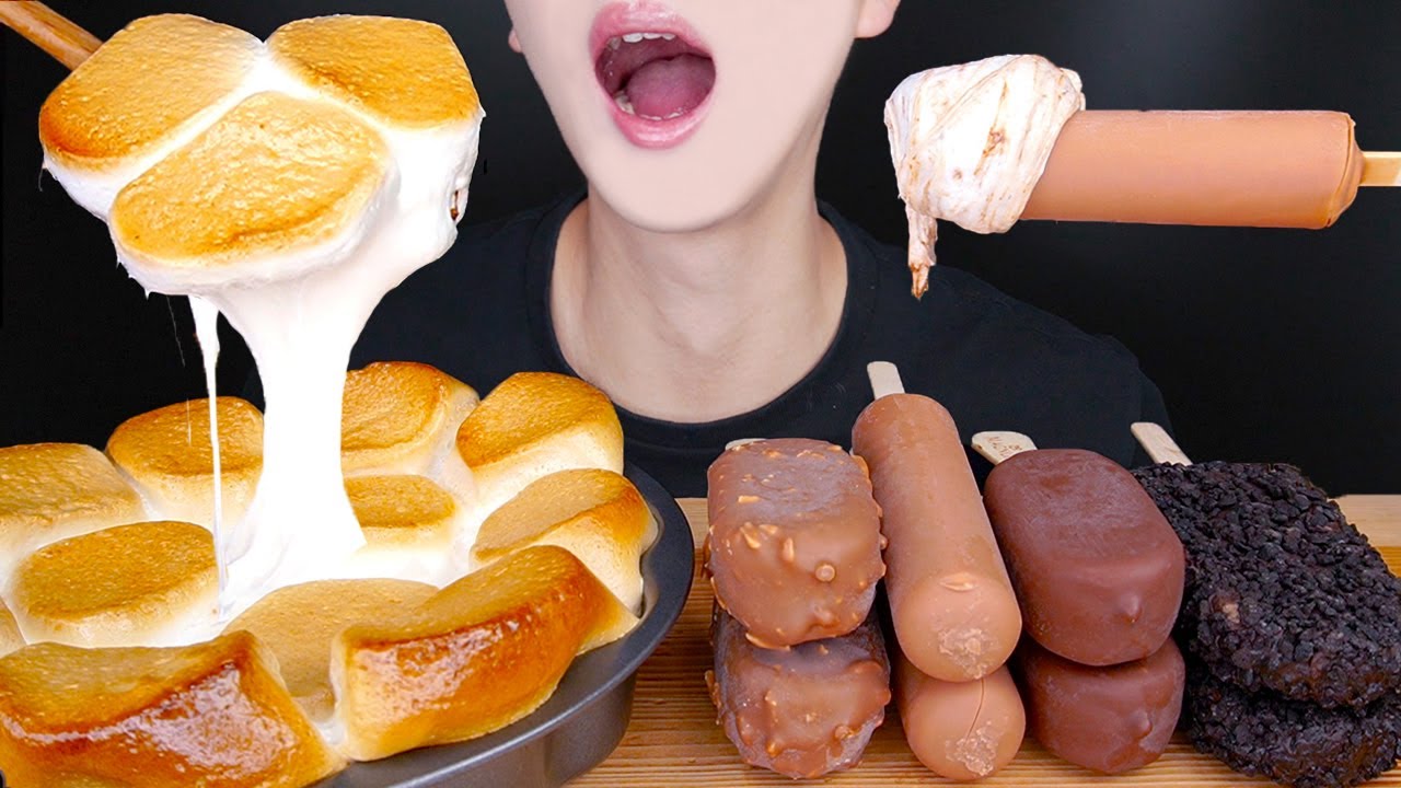 ASMR MAGNUM CHOCOLATE ICE CREAM S'MORES DIP MUKBANG 매그넘 초콜릿 스모어딥 먹방 チョコレート Cokelat 咀嚼音 EATING SOUNDS