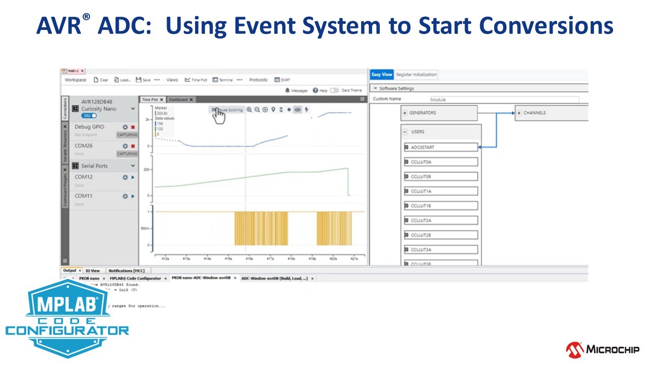 MCC Melody AVR® ADC PLIB Driver: Using the Event System to Start ADC Conversions