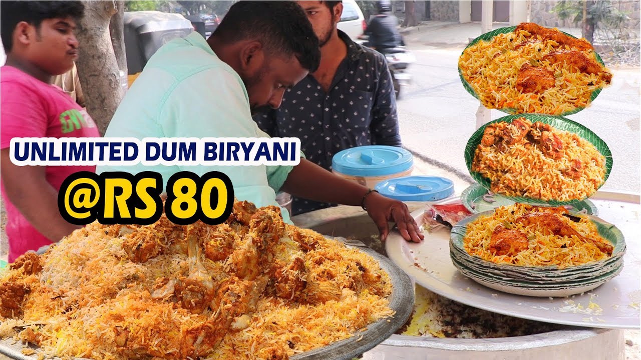 Spicy Chicken DUM KA Biryani @rs 80 Only | Unlimited Hyderabadi Biryani | Street Food Videos